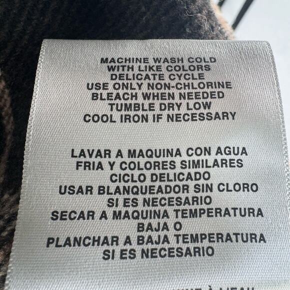 Levi's Plaid Brown Gray Belted Shirt Jacket Button Up Womens Medium Wool Blend - Picture 11 of 15